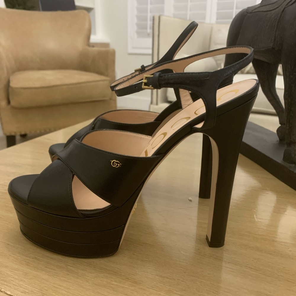 Gucci Crossover-Strap Platform Leather Sandals Sh… - image 2